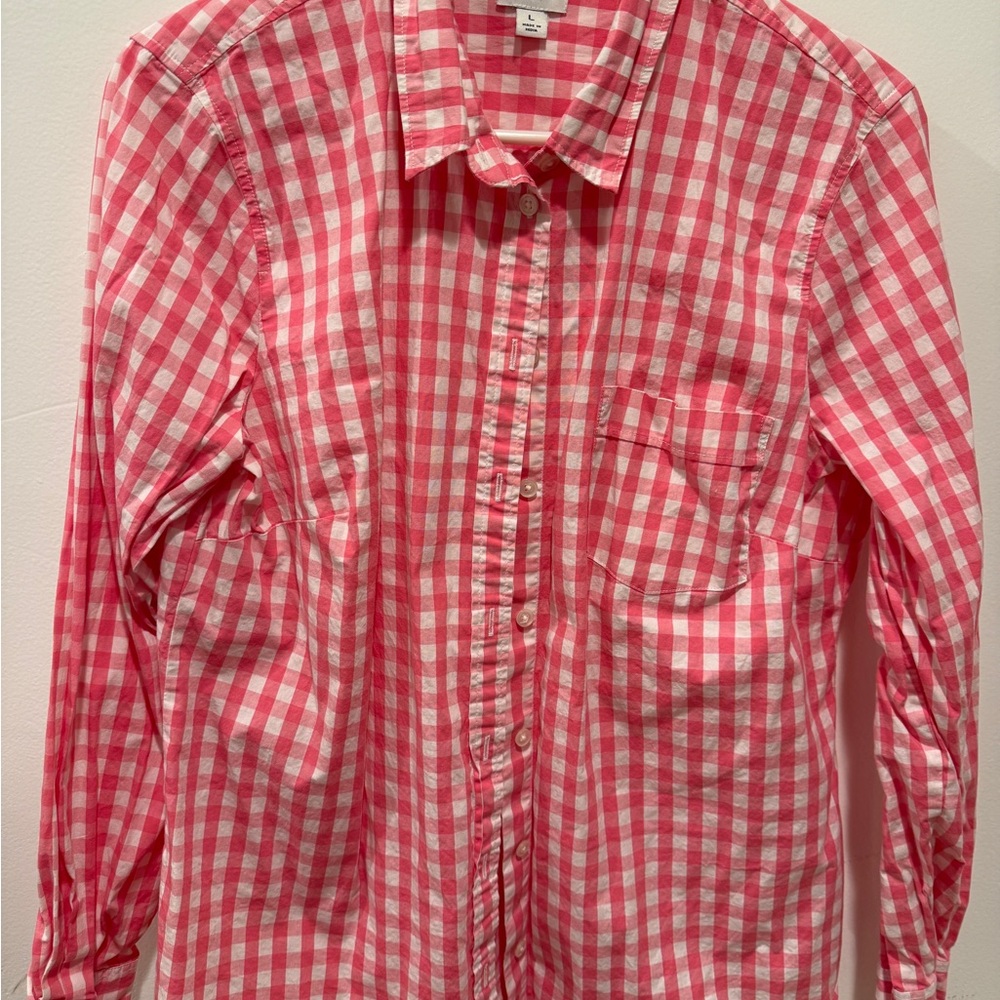 J. Crew Red and White Plaid Shirt